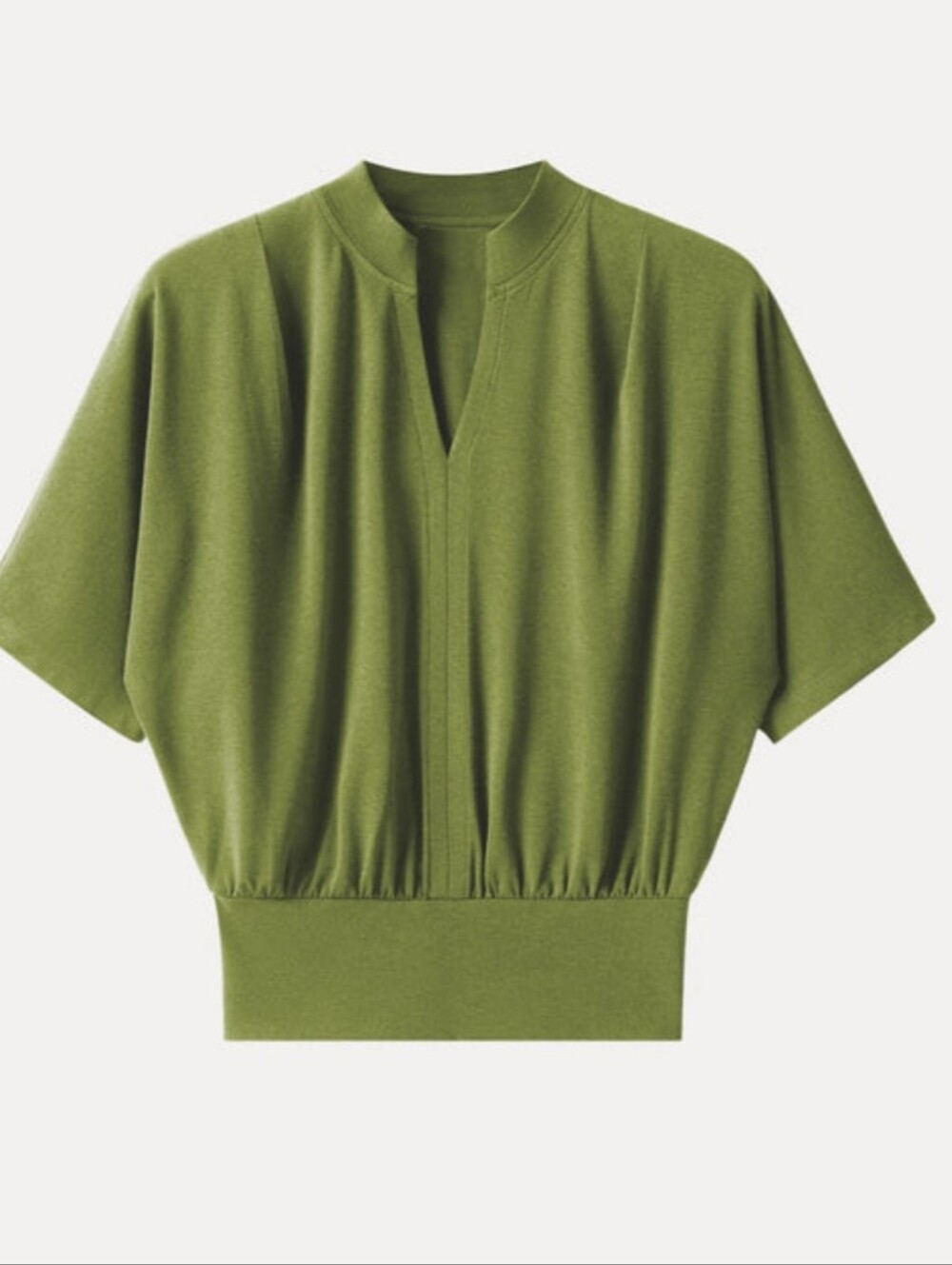 OGL Move Stand Collar V-Neck Short Sleeve Top – Peri Green – Size L – NWT